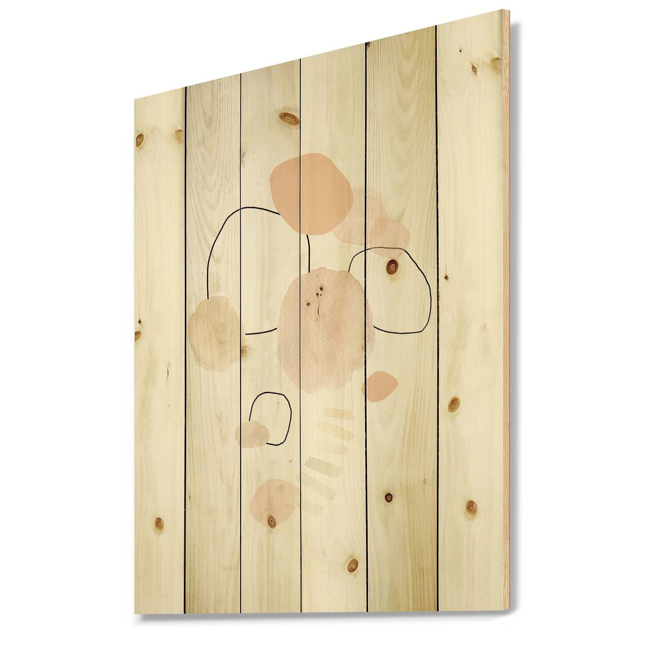 Designart - Watercolour Stains - Shabby Chic Print on Natural Pine Wood